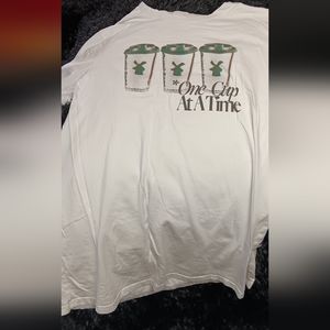 'One Cup At A Time' White Tl Dutch Bros Crew with T Shirt Coffee Cup Design